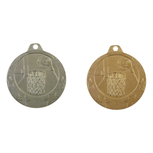 Basketmedalj i silver och brons