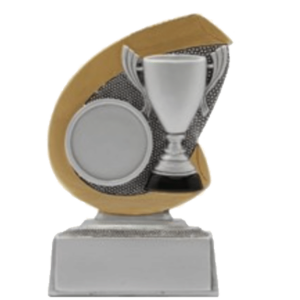 Liten retsinstatyett med pokal och plast för 25mm motiv