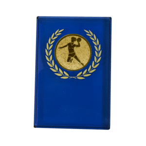 Handbollsplakett, kvinnlig i glas