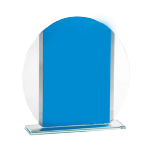 Glas med blått och silver