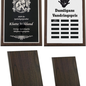 Träplakett för lasergraverad plåt