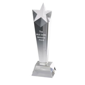 Statyett i kristall, spira avslutas med stjärna