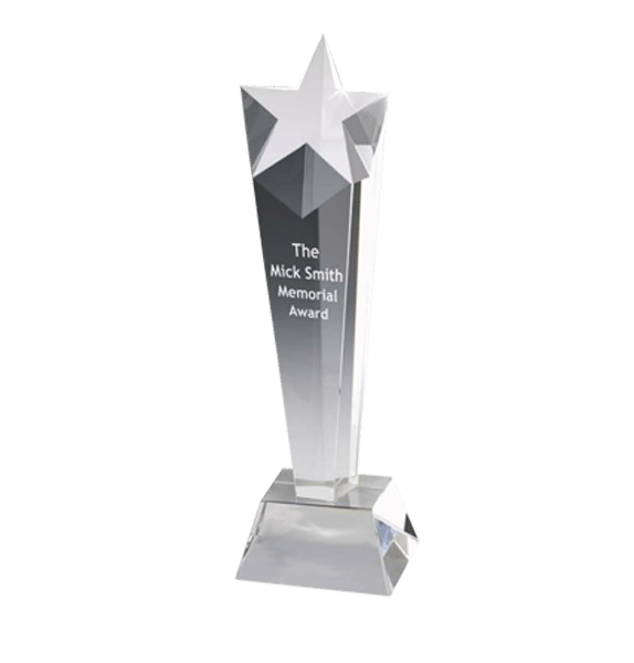 Statyett i kristall, spira avslutas med stjärna